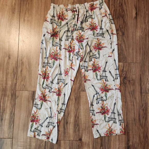 Cats Pajamas Small Two Piece Set Paris Eiffel Tower Button Long Sleeve Pants - Picture 7 of 11